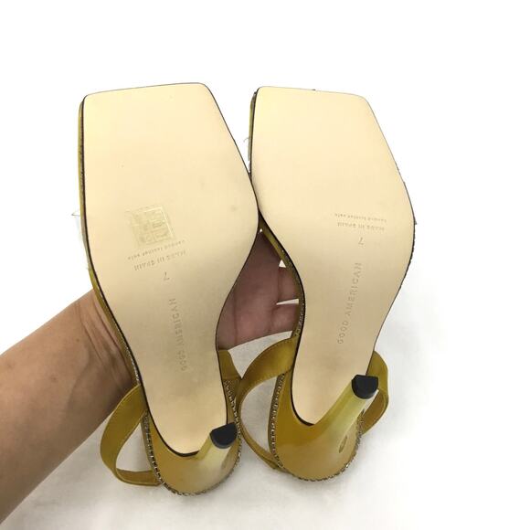 Good American CRYSTAL Crush Lucite Sandal Yellow SIZE 7 - Picture 6 of 6